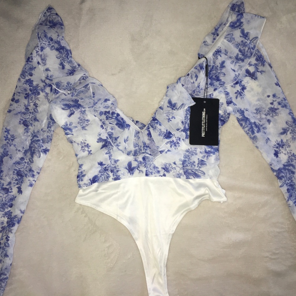 NEW Chiffon Deep Plunge Bodysuit